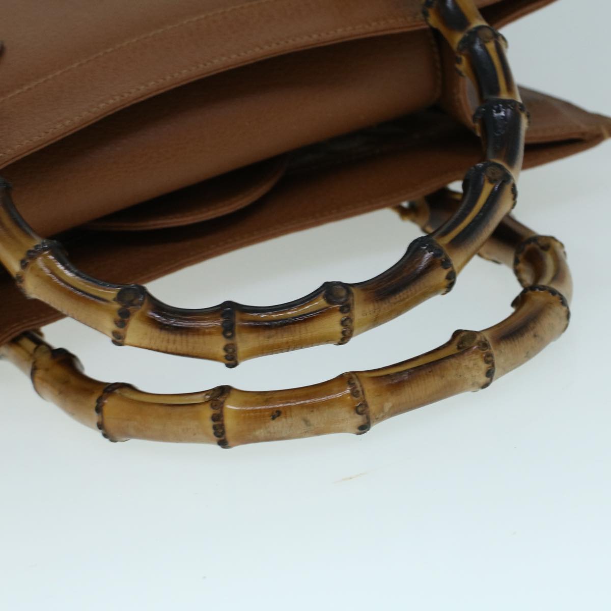 GUCCI Bamboo Hand Bag Leather Brown yk8924