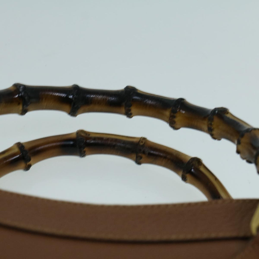 GUCCI Bamboo Hand Bag Leather Brown yk8924