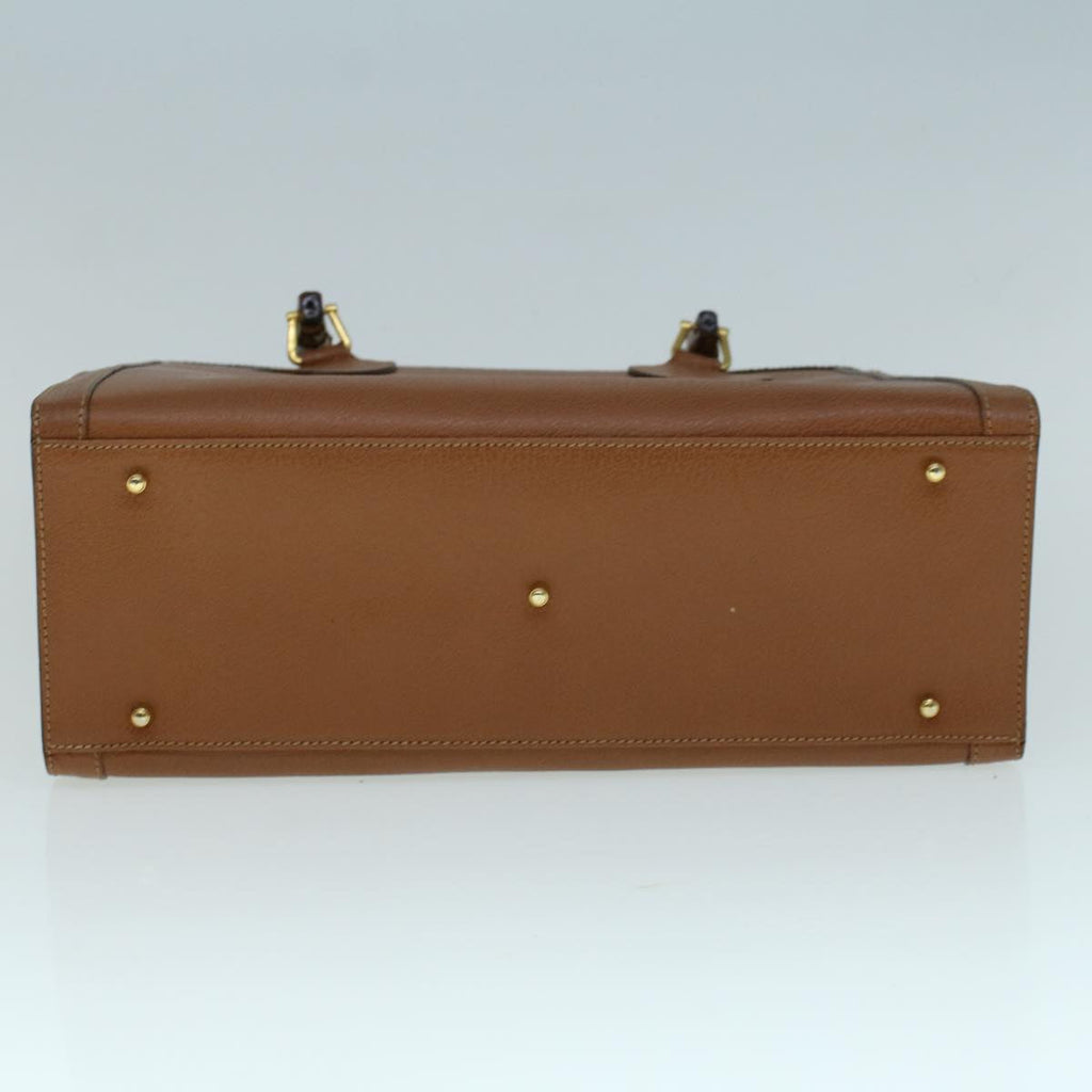 GUCCI Bamboo Hand Bag Leather Brown yk8924