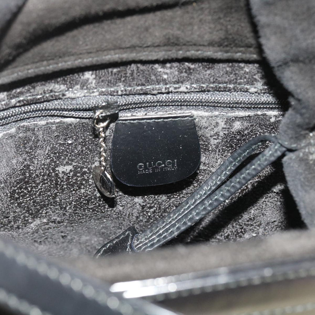 GUCCI Interlocking Shoulder Bag Patent leather Black yk8931