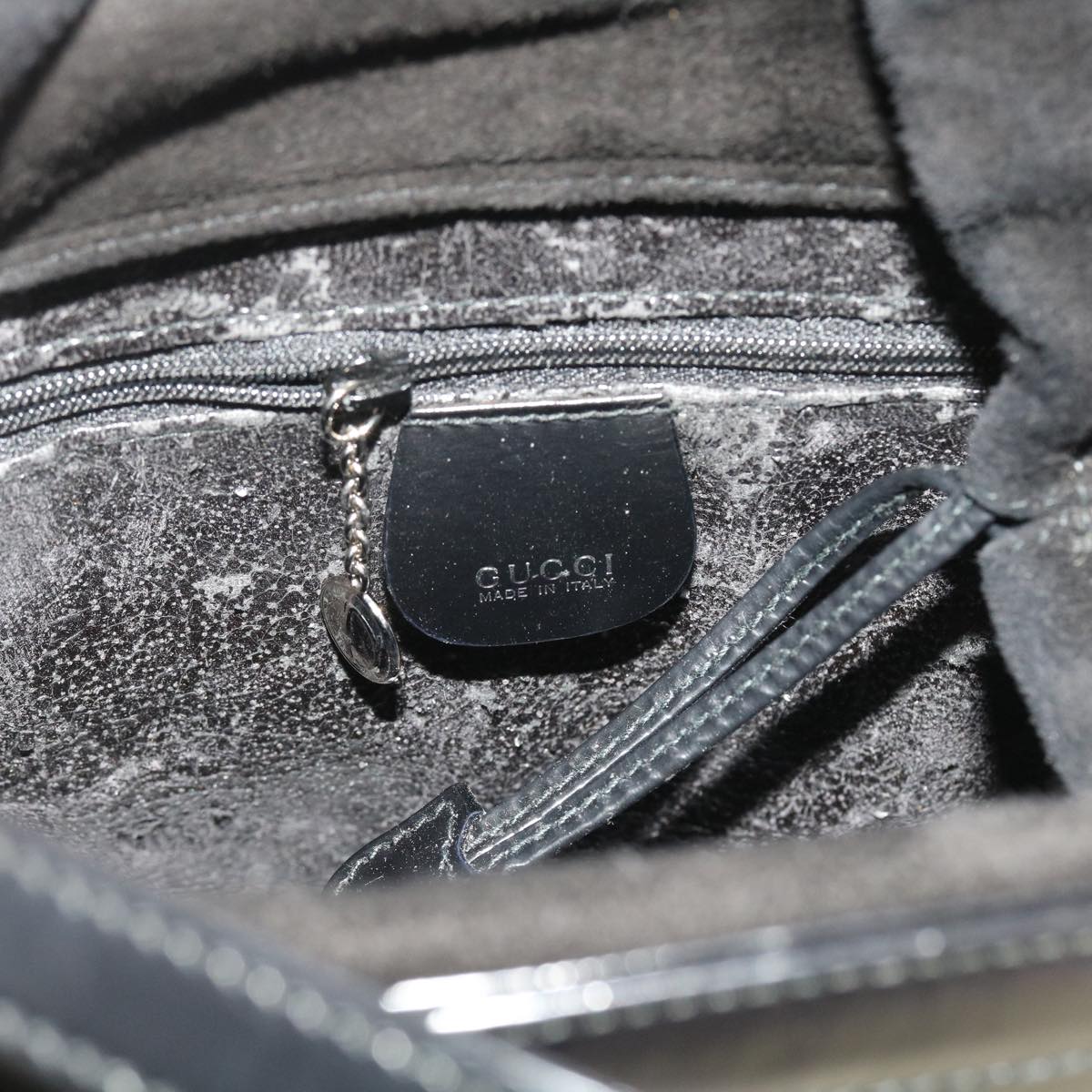 GUCCI Interlocking Shoulder Bag Patent leather Black yk8931