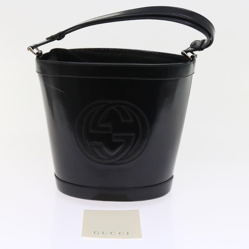 GUCCI Interlocking Shoulder Bag Patent leather Black yk8931