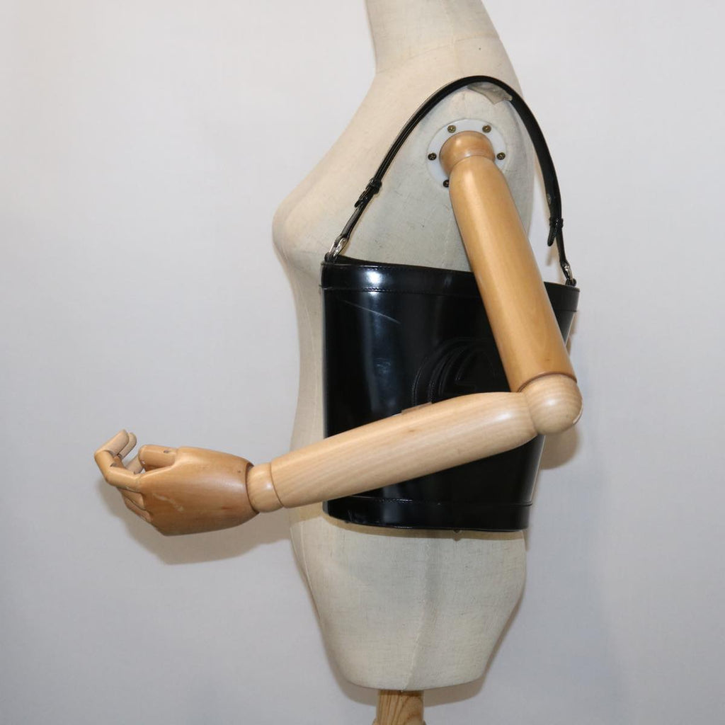 GUCCI Interlocking Shoulder Bag Patent leather Black yk8931