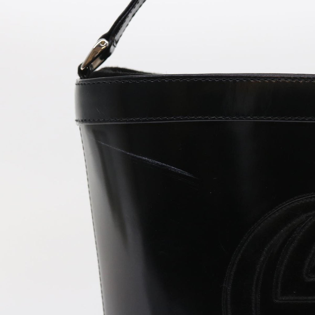 GUCCI Interlocking Shoulder Bag Patent leather Black yk8931