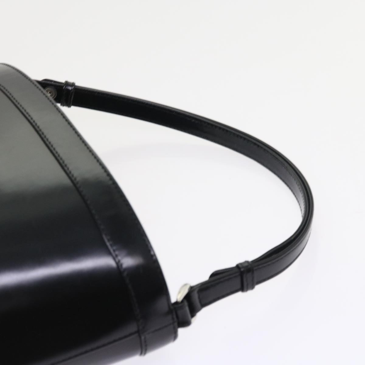 GUCCI Interlocking Shoulder Bag Patent leather Black yk8931