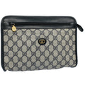 GUCCI GG Supreme Clutch Bag PVC Leather Navy Gray 014 115 yk8933
