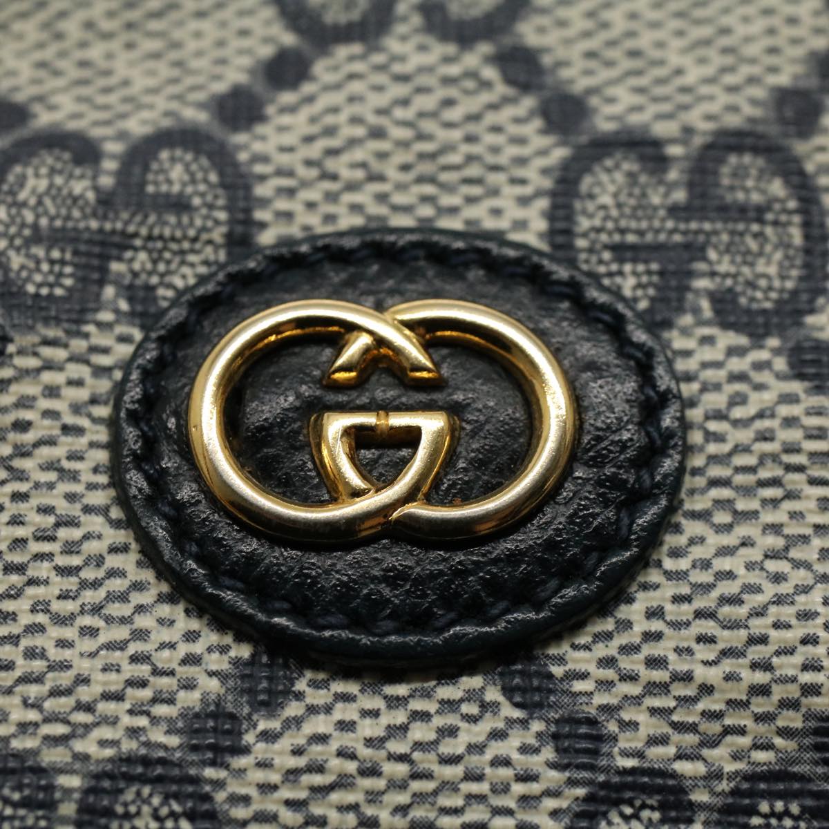 GUCCI GG Supreme Clutch Bag PVC Leather Navy Gray 014 115 yk8933