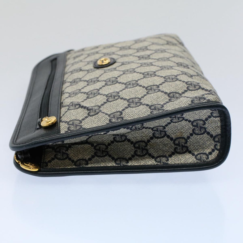 GUCCI GG Supreme Clutch Bag PVC Leather Navy Gray 014 115 yk8933