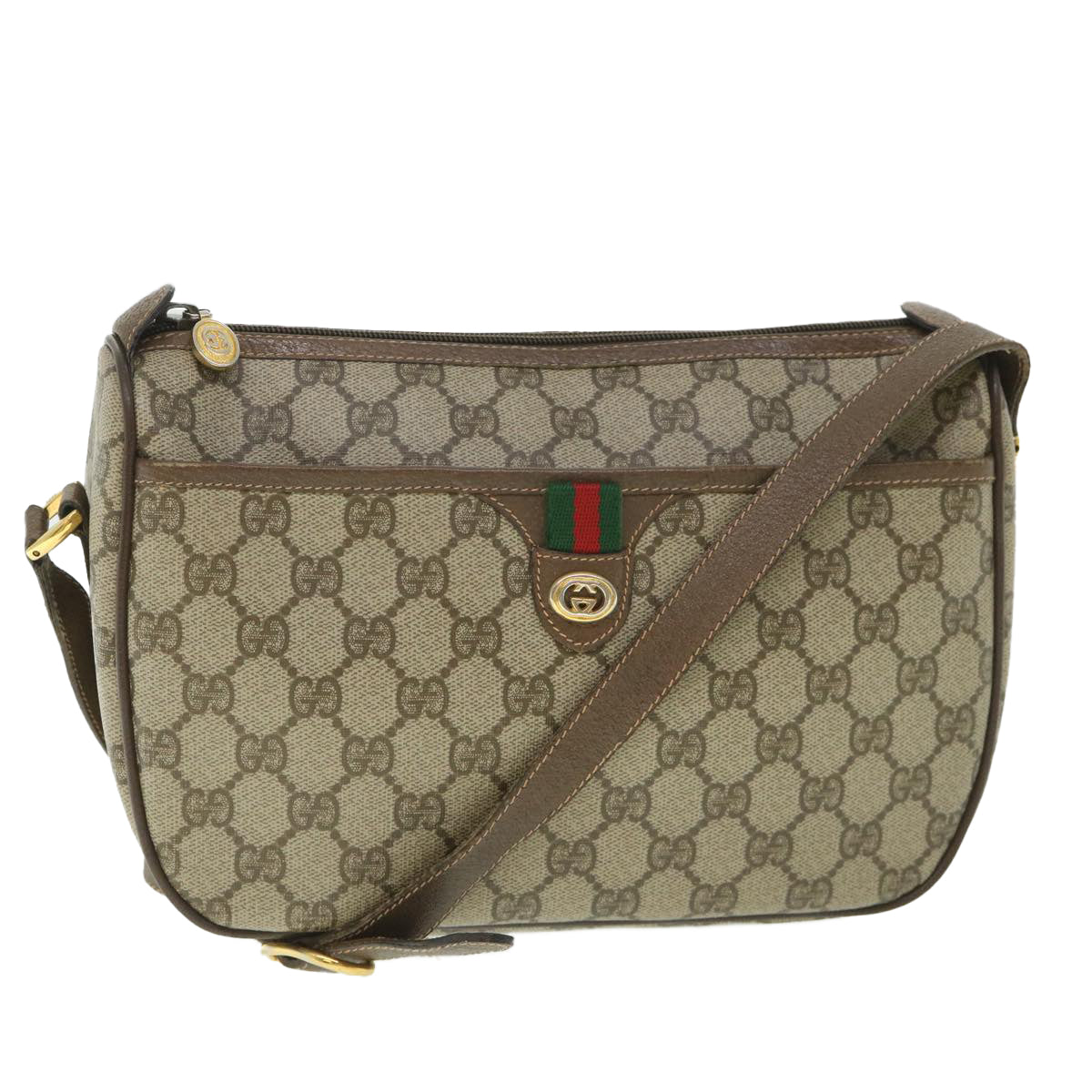GUCCI GG Supreme Web Sherry Line Shoulder Bag Red Beige 89 02 077 yk8993