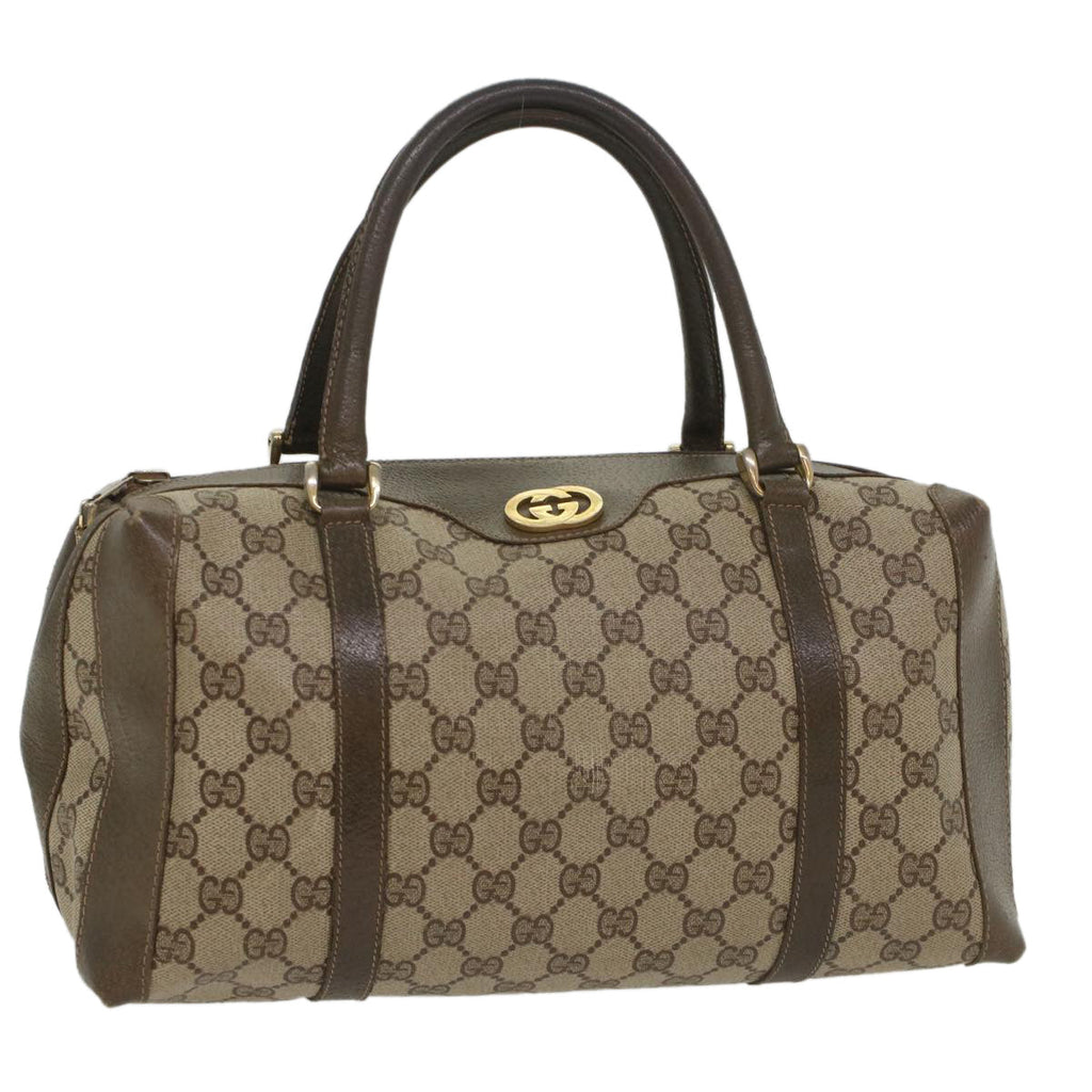 GUCCI GG Supreme Boston Bag PVC Leather Beige yk9009