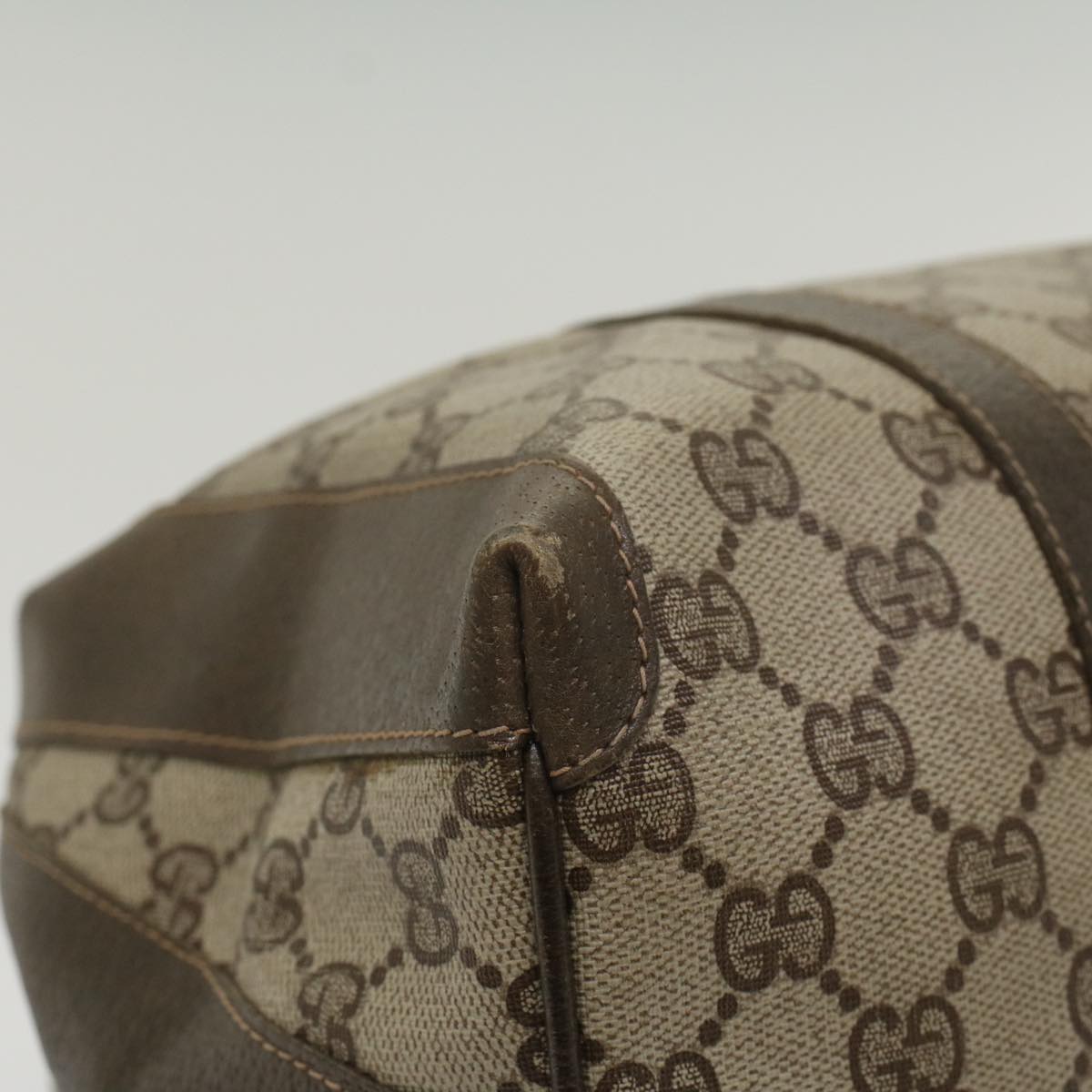 GUCCI GG Supreme Boston Bag PVC Leather Beige yk9009