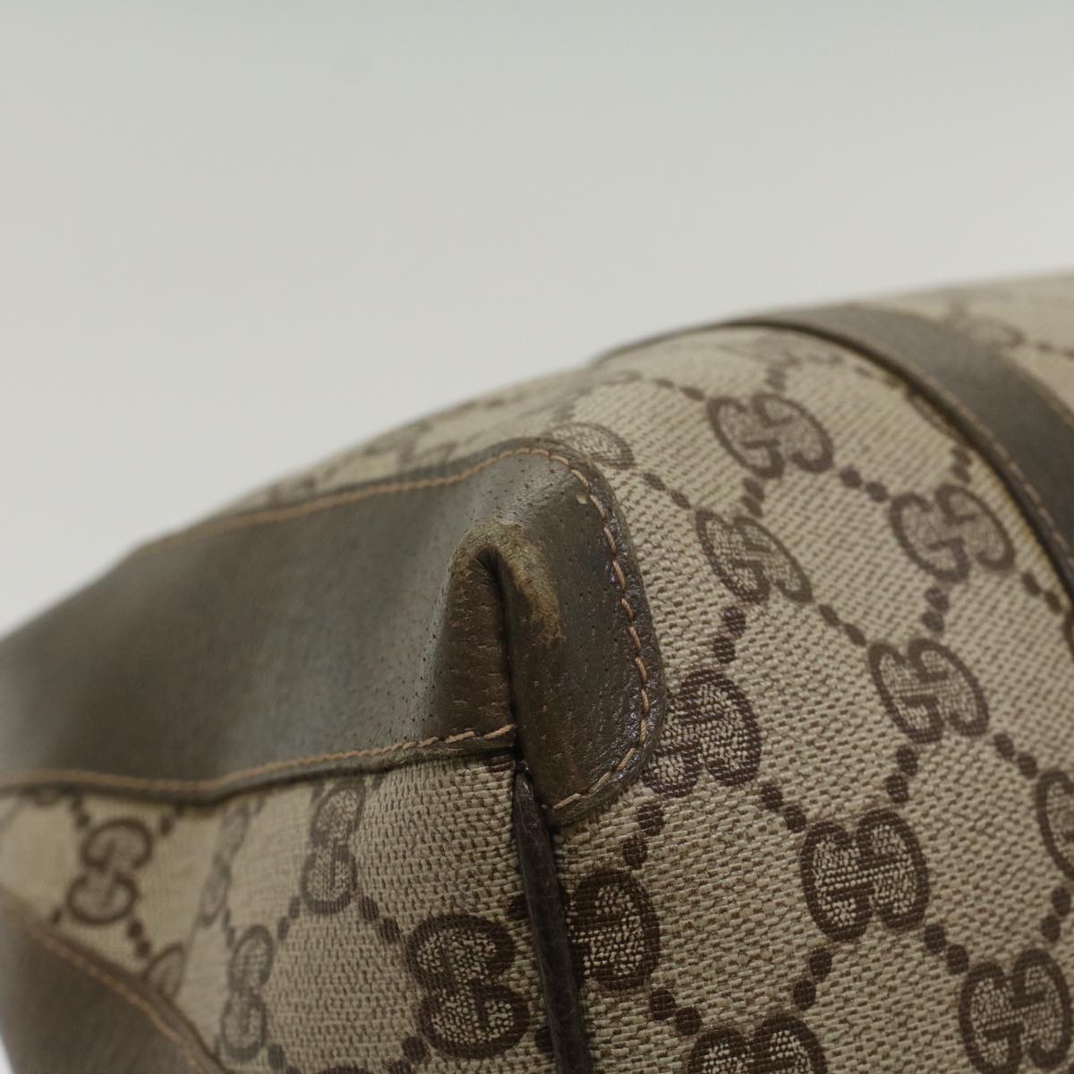 GUCCI GG Supreme Boston Bag PVC Leather Beige yk9009