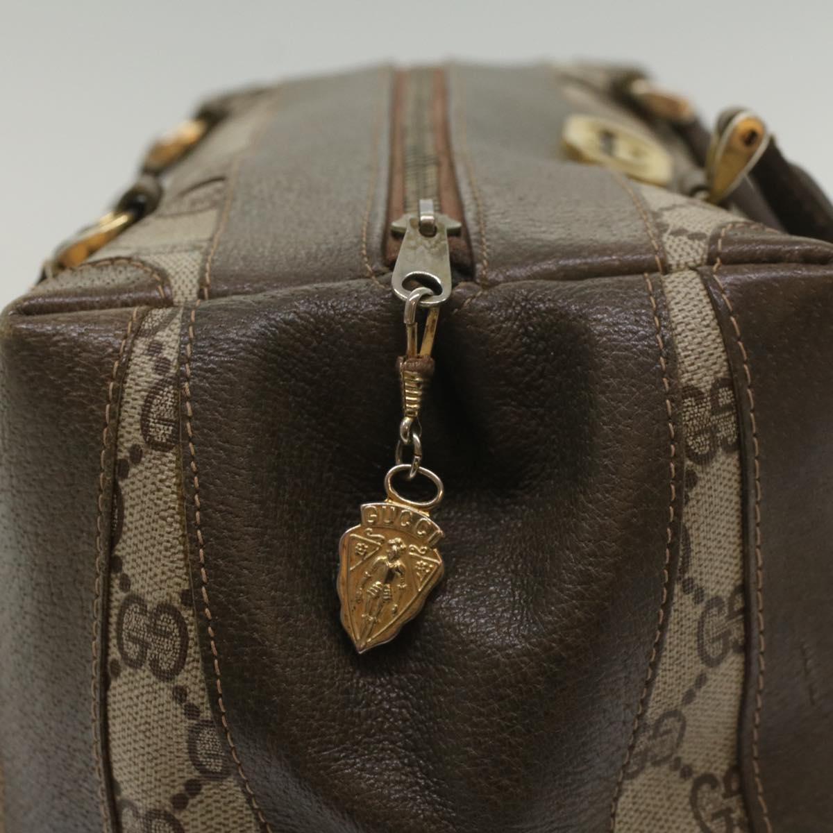 GUCCI GG Supreme Boston Bag PVC Leather Beige yk9009