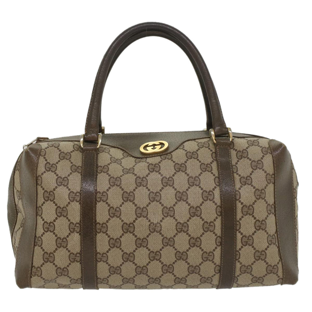 GUCCI GG Supreme Boston Bag PVC Leather Beige yk9009