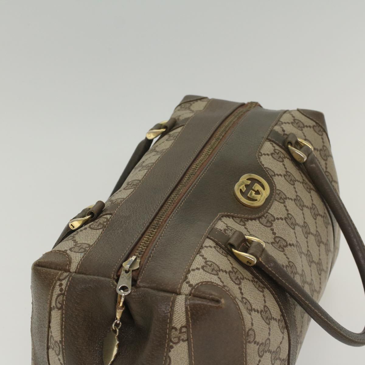 GUCCI GG Supreme Boston Bag PVC Leather Beige yk9009
