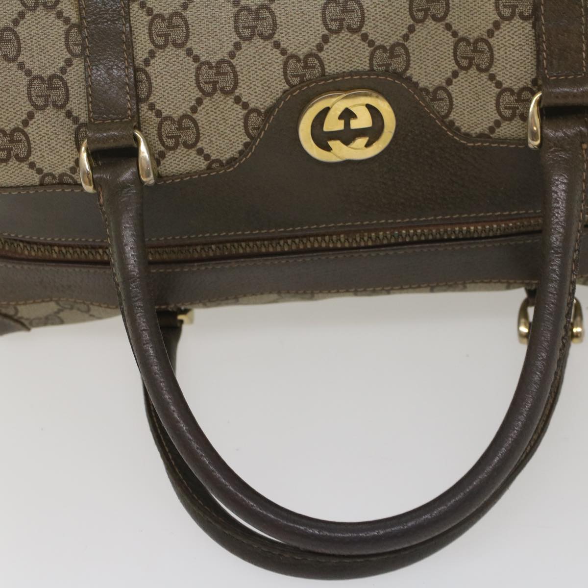 GUCCI GG Supreme Boston Bag PVC Leather Beige yk9009
