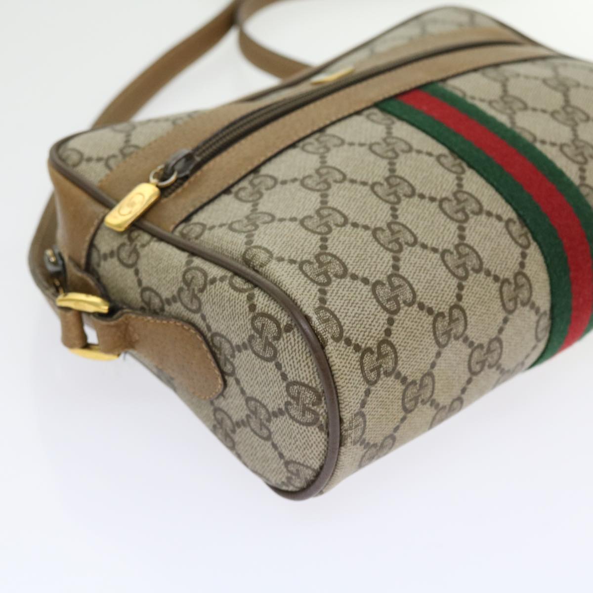 GUCCI GG Supreme Web Sherry Line Shoulder Bag Beige Green 98 02 004 yk9045