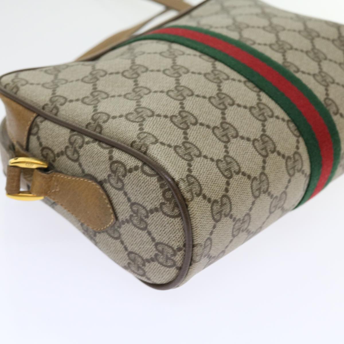 GUCCI GG Supreme Web Sherry Line Shoulder Bag Beige Green 98 02 004 yk9045