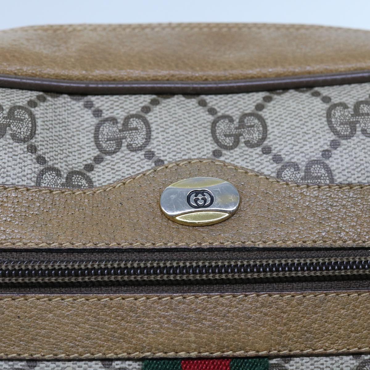 GUCCI GG Supreme Web Sherry Line Shoulder Bag Beige Green 98 02 004 yk9045
