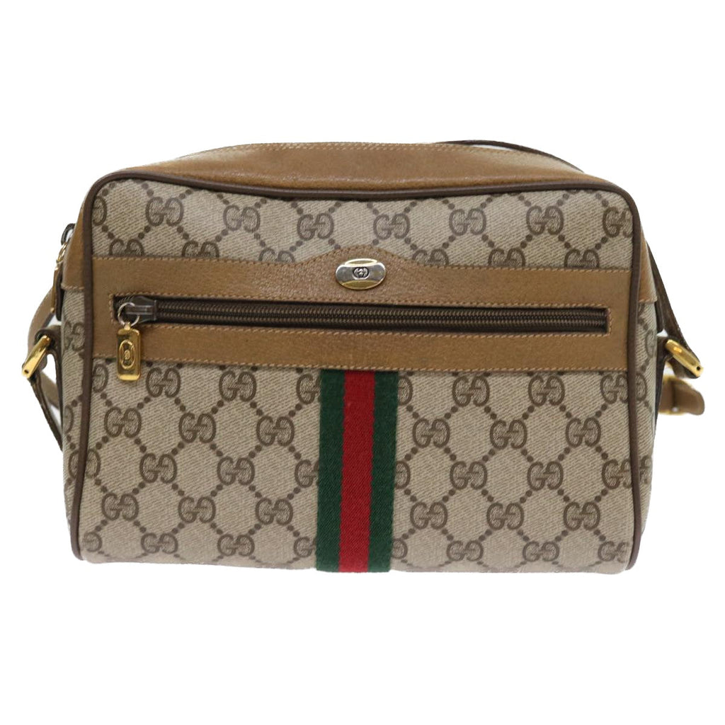 GUCCI GG Supreme Web Sherry Line Shoulder Bag Beige Green 98 02 004 yk9045