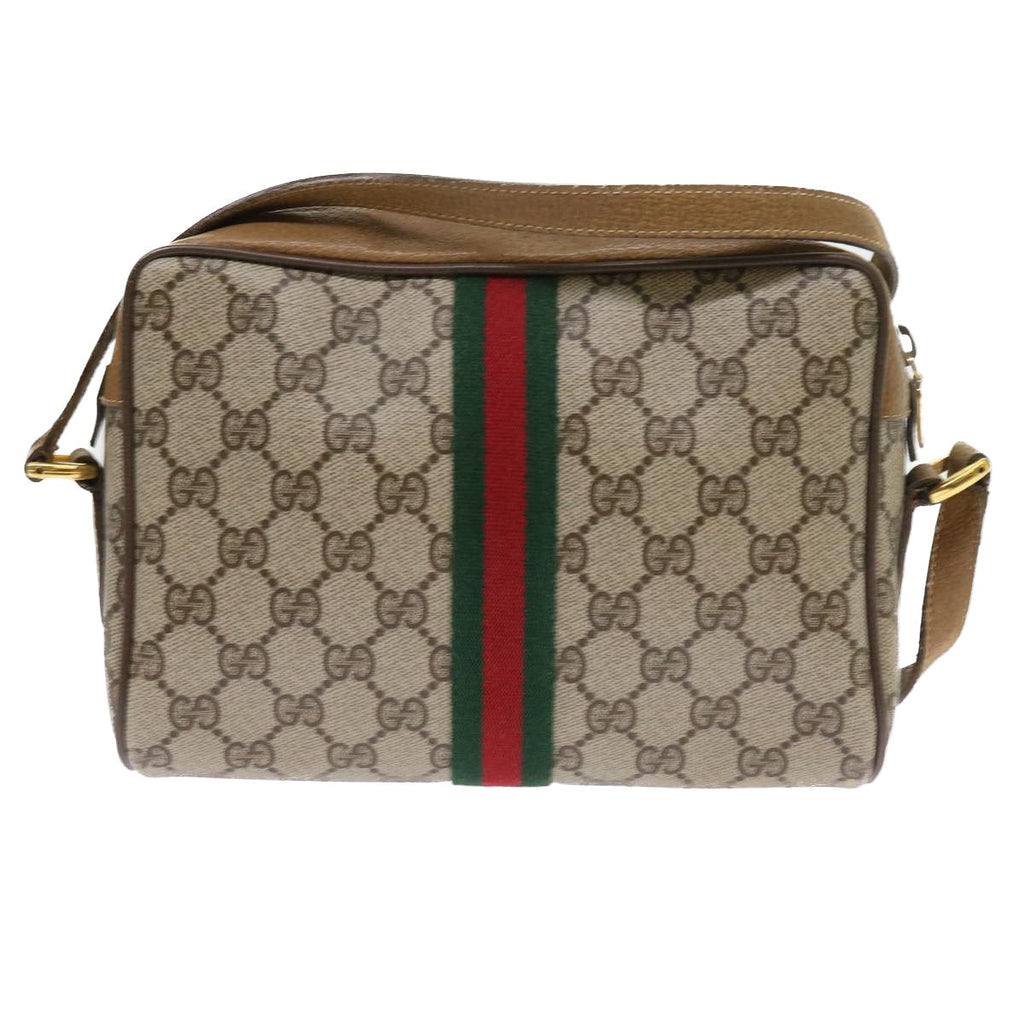 GUCCI GG Supreme Web Sherry Line Shoulder Bag Beige Green 98 02 004 yk9045