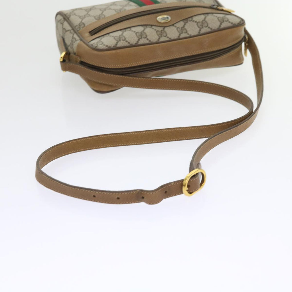 GUCCI GG Supreme Web Sherry Line Shoulder Bag Beige Green 98 02 004 yk9045