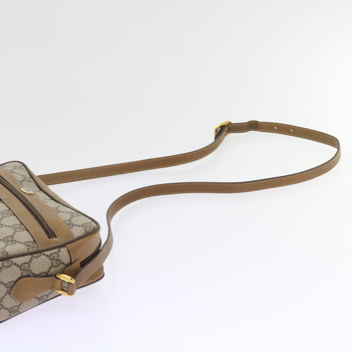 GUCCI GG Supreme Web Sherry Line Shoulder Bag Beige Green 98 02 004 yk9045