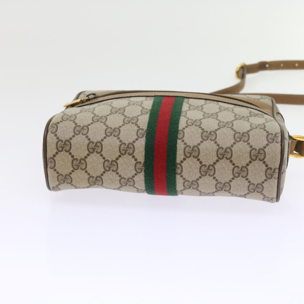 GUCCI GG Supreme Web Sherry Line Shoulder Bag Beige Green 98 02 004 yk9045