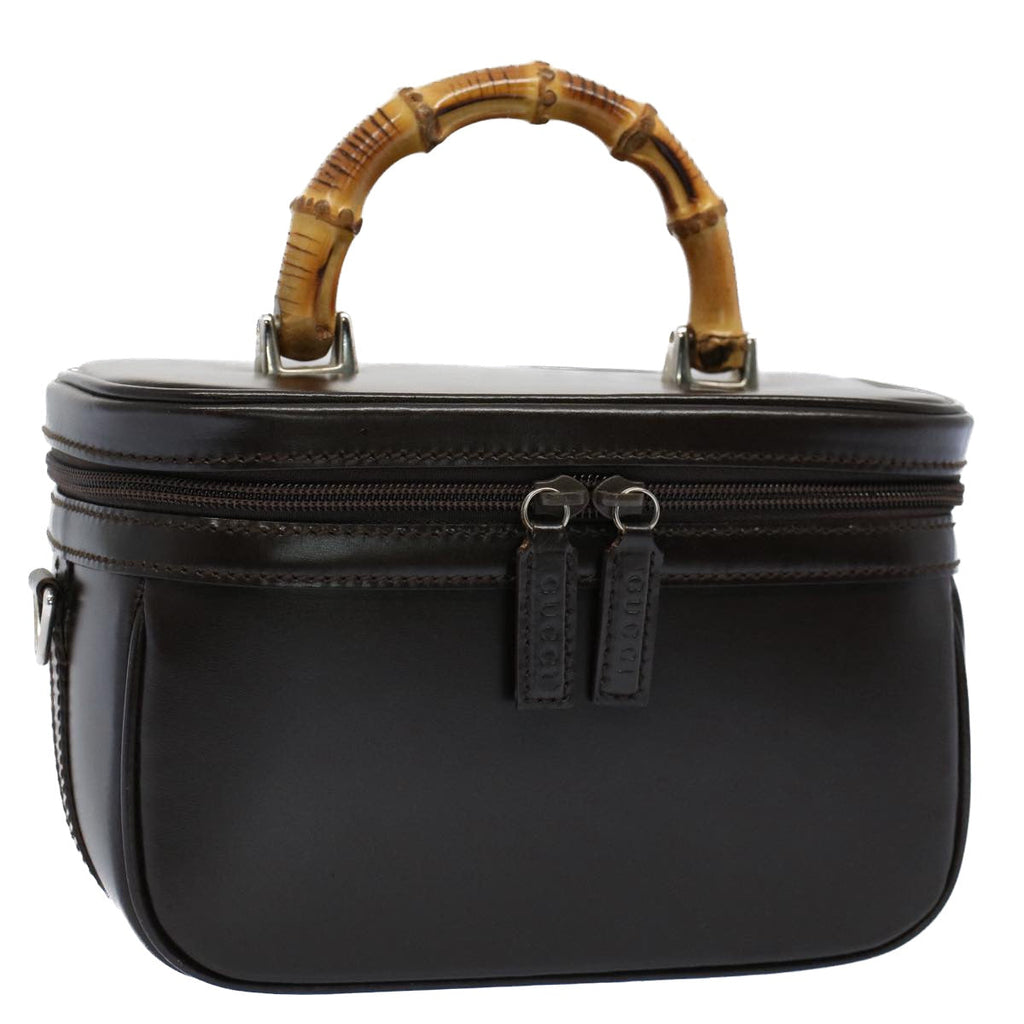 GUCCI Vanity Bamboo Cosmetic Pouch Leather Black 013 2122 2490 yk9046