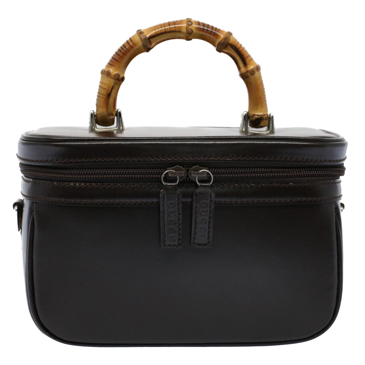 GUCCI Vanity Bamboo Cosmetic Pouch Leather Black 013 2122 2490 yk9046