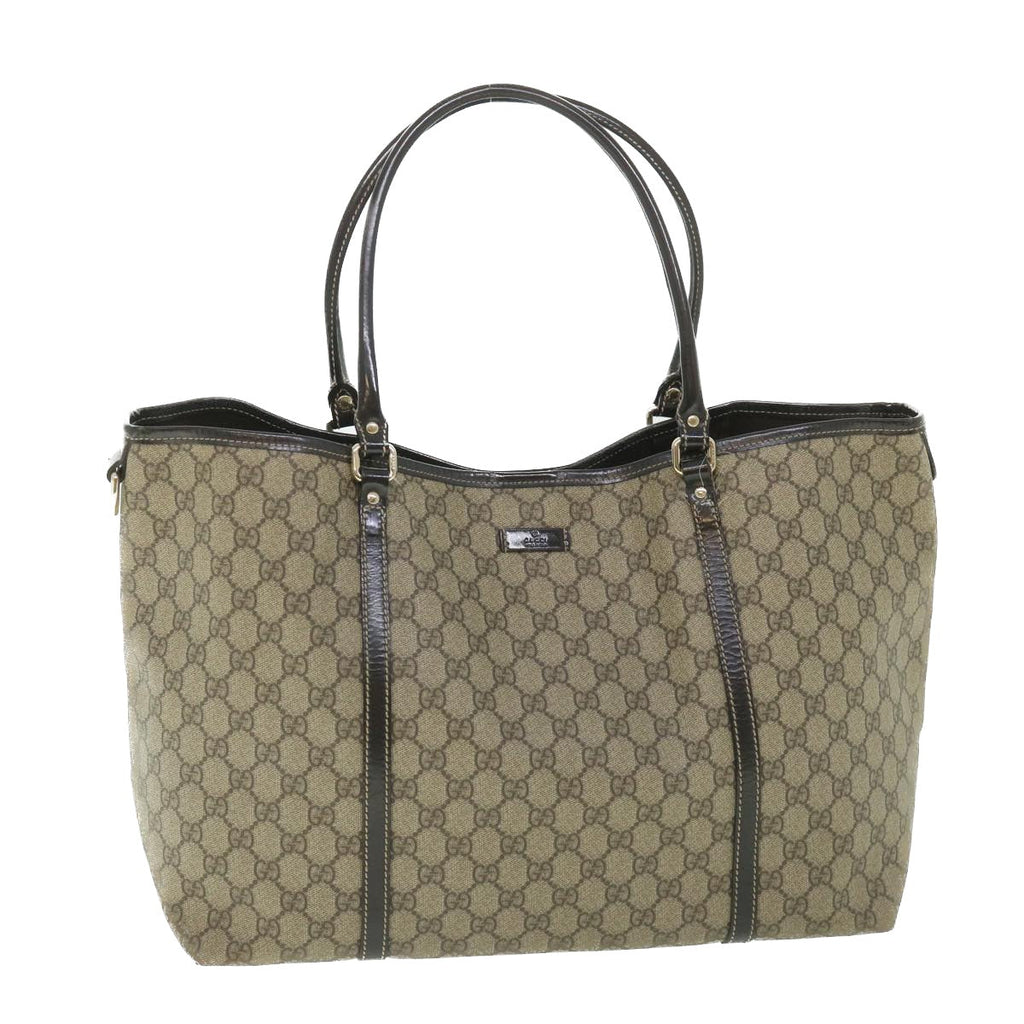 GUCCI GG Supreme Tote Bag PVC Leather Beige 197954 yk9076