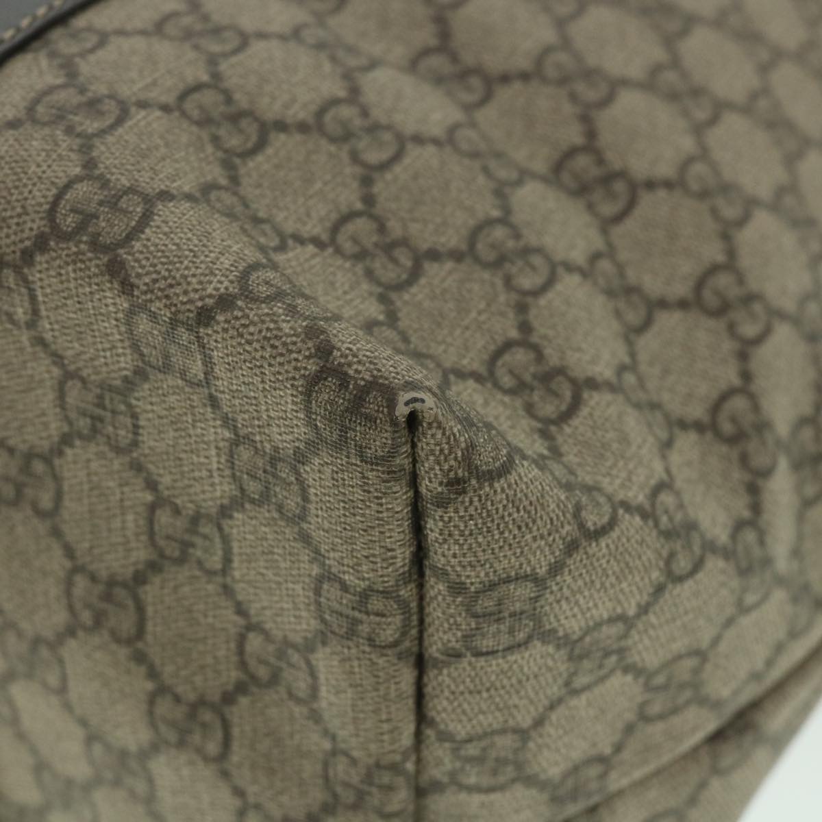 GUCCI GG Supreme Tote Bag PVC Leather Beige 197954 yk9076