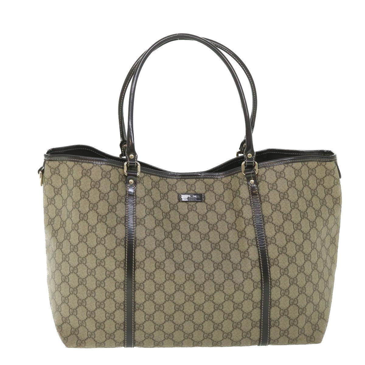 GUCCI GG Supreme Tote Bag PVC Leather Beige 197954 yk9076