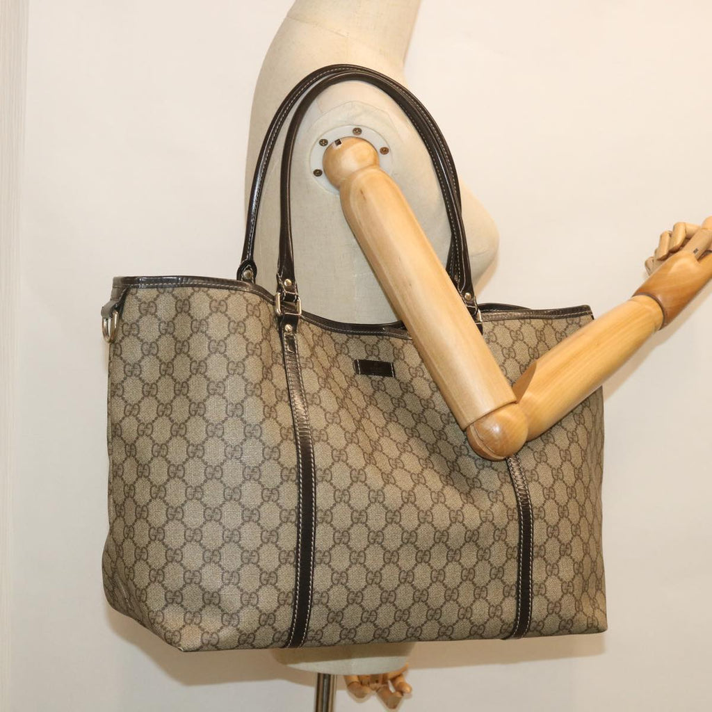 GUCCI GG Supreme Tote Bag PVC Leather Beige 197954 yk9076
