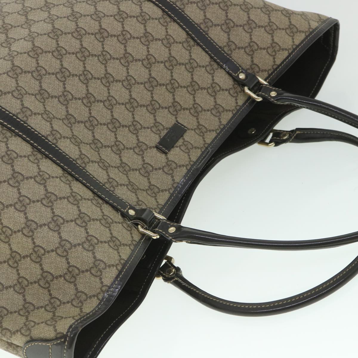 GUCCI GG Supreme Tote Bag PVC Leather Beige 197954 yk9076