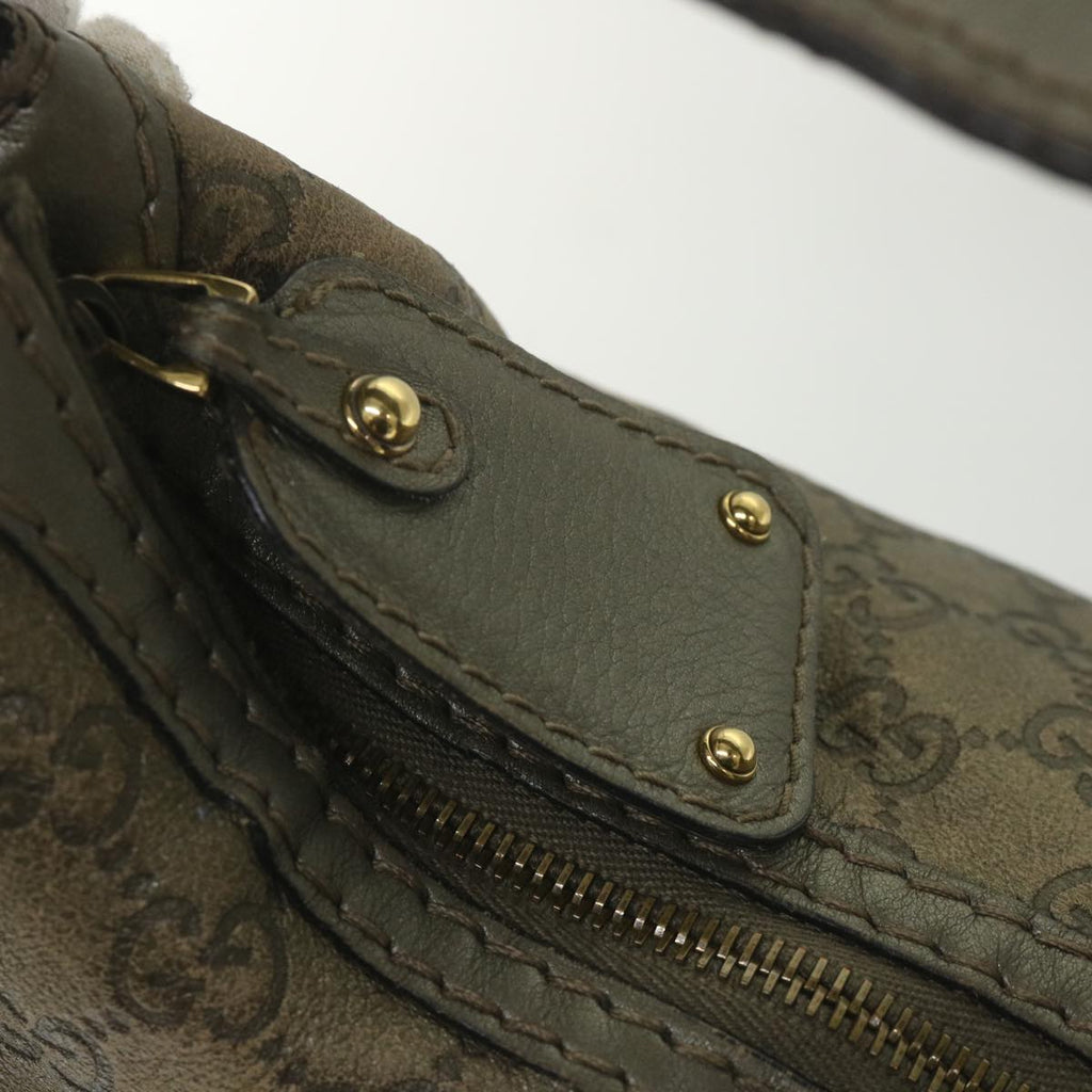 GUCCI Guccissima GG Canvas Shoulder Bag Leather Brown 211966 yk9084