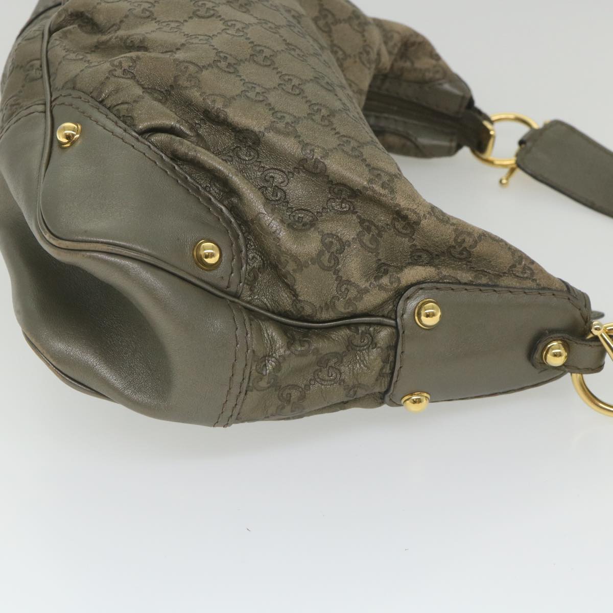 GUCCI Guccissima GG Canvas Shoulder Bag Leather Brown 211966 yk9084