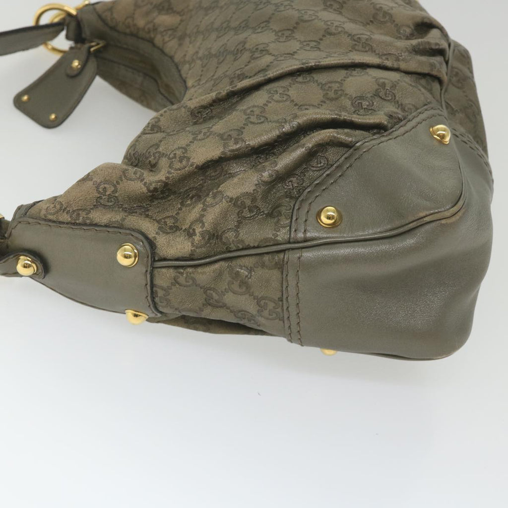 GUCCI Guccissima GG Canvas Shoulder Bag Leather Brown 211966 yk9084