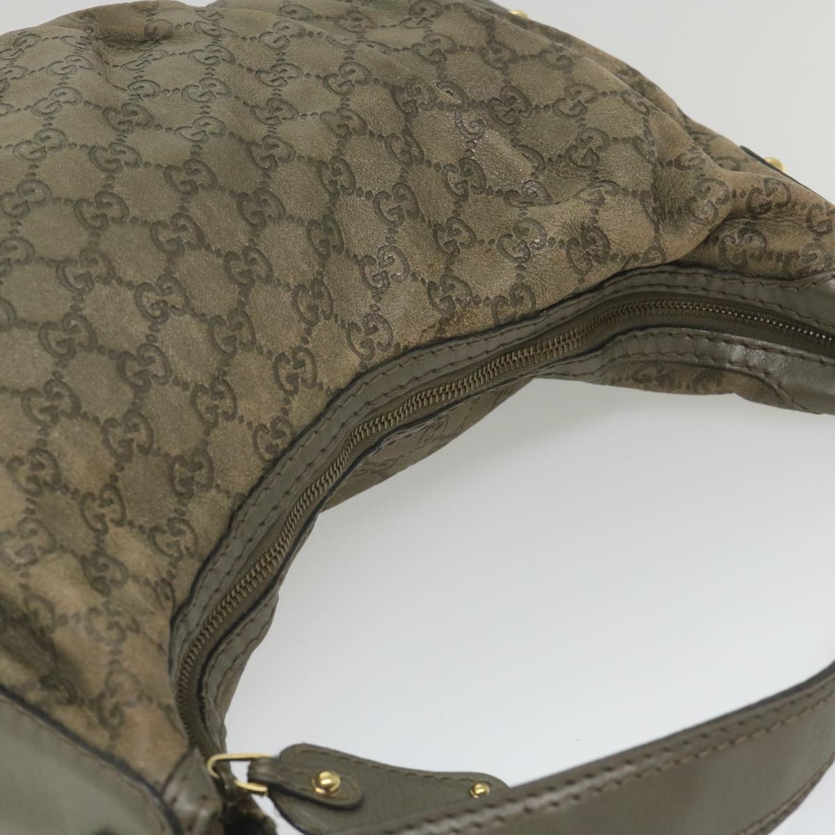 GUCCI Guccissima GG Canvas Shoulder Bag Leather Brown 211966 yk9084
