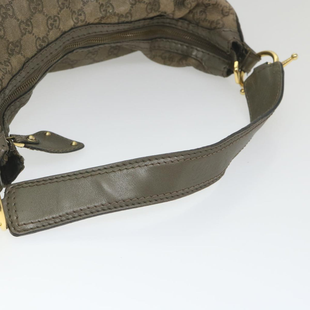 GUCCI Guccissima GG Canvas Shoulder Bag Leather Brown 211966 yk9084
