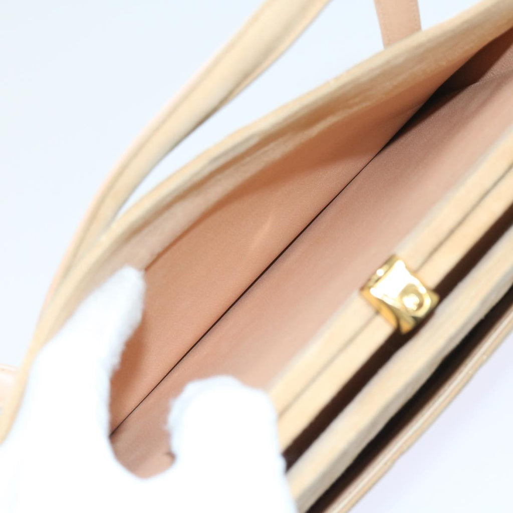 CHANEL Gamaguchi Hand Bag Suede Beige CC yk9125