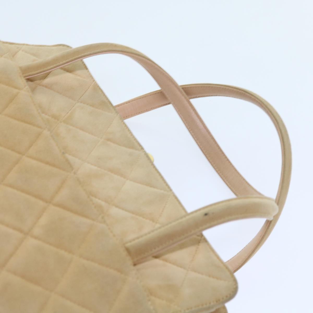 CHANEL Gamaguchi Hand Bag Suede Beige CC yk9125