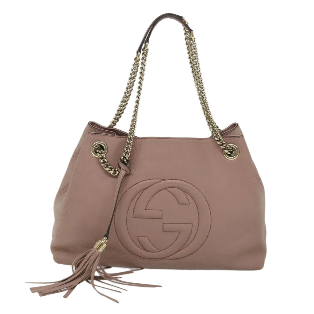 GUCCI Soho Chain Shoulder Bag Leather Pink 308982 yk9135