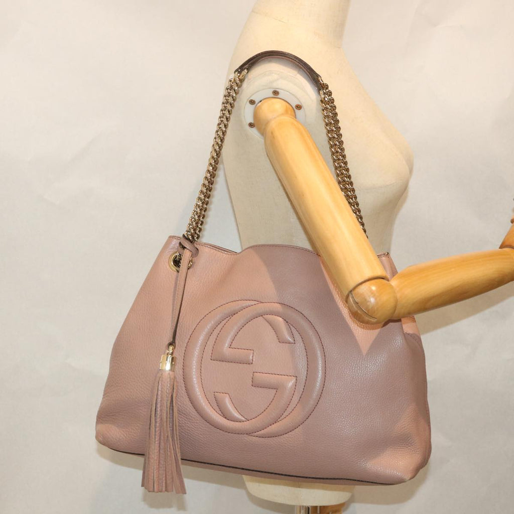 GUCCI Soho Chain Shoulder Bag Leather Pink 308982 yk9135