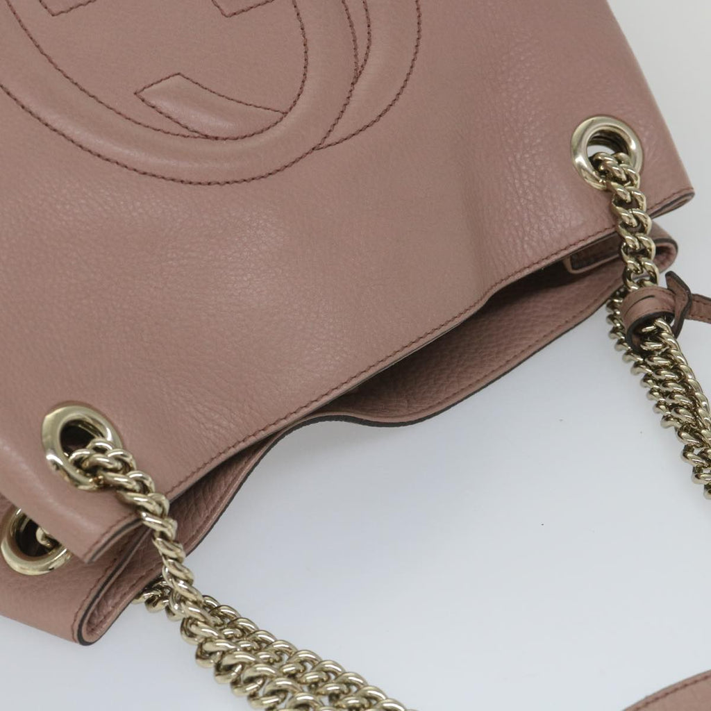 GUCCI Soho Chain Shoulder Bag Leather Pink 308982 yk9135
