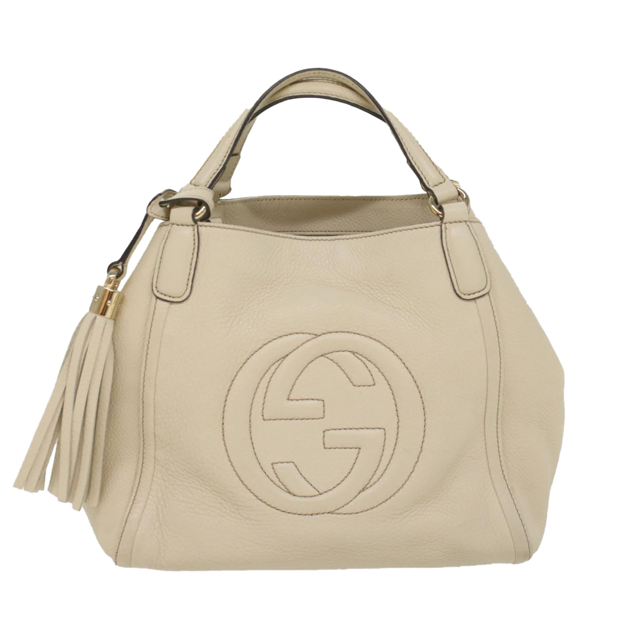 GUCCI Soho Hand Bag Leather 2way White 336751 yk9136