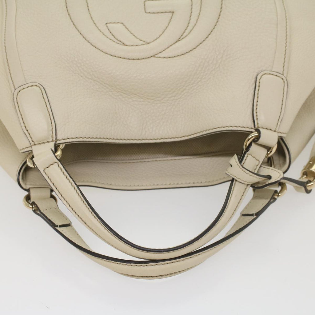 GUCCI Soho Hand Bag Leather 2way White 336751 yk9136