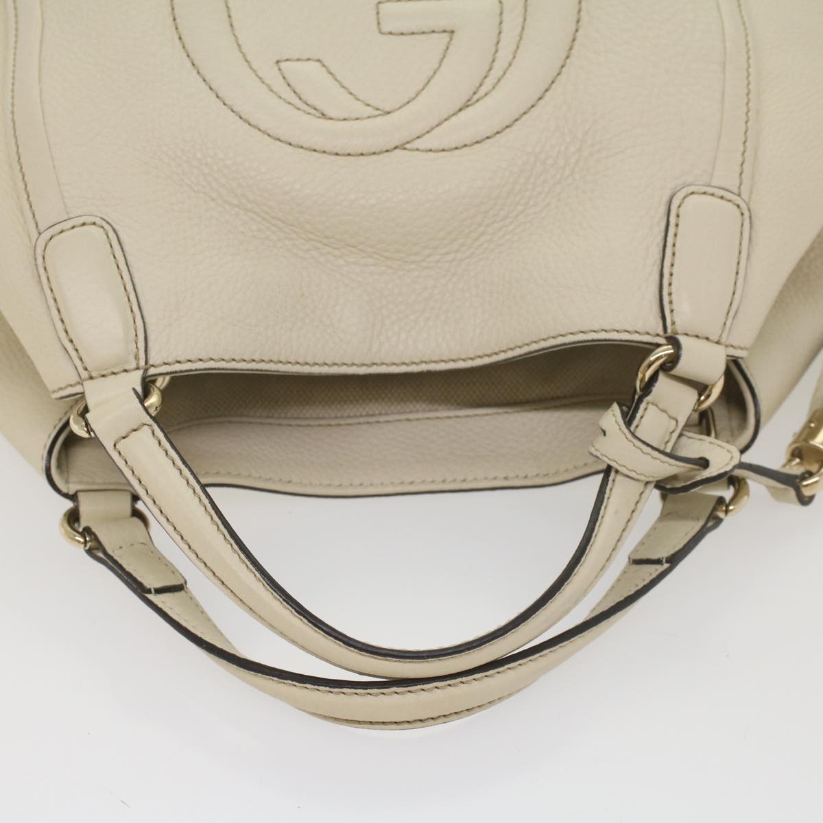 GUCCI Soho Hand Bag Leather 2way White 336751 yk9136