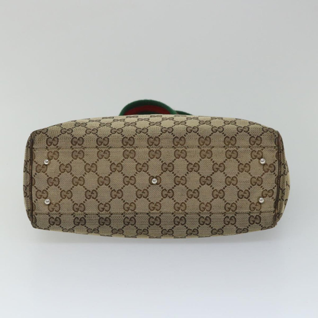GUCCI GG Canvas Web Sherry Line Tote Bag Beige Red Green 145810 yk9155