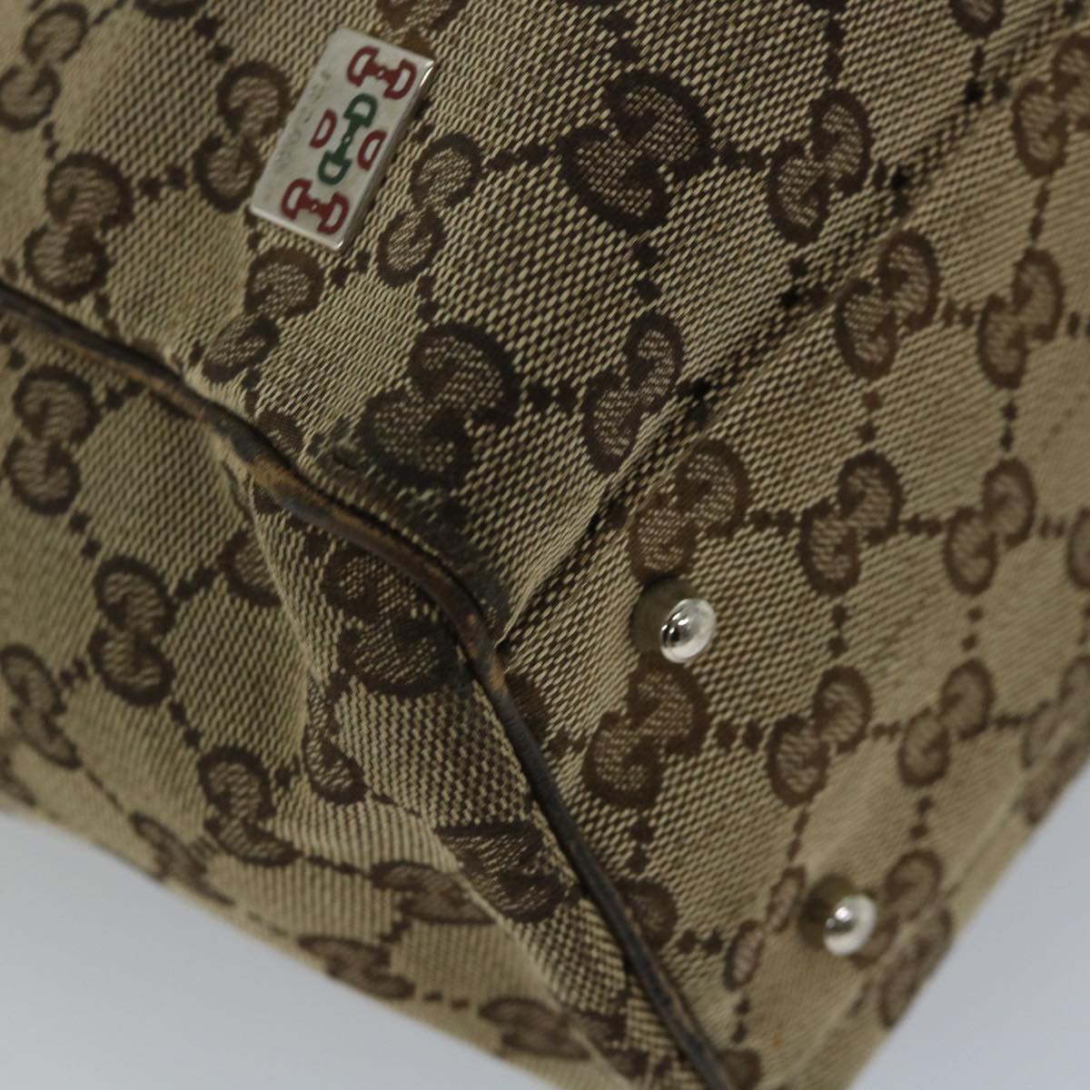 GUCCI GG Canvas Web Sherry Line Tote Bag Beige Red Green 145810 yk9155